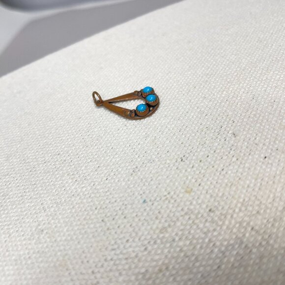 Wheeler‎ WMCO Native American Copper Turquoise Teardrop Pendant - Picture 4 of 15